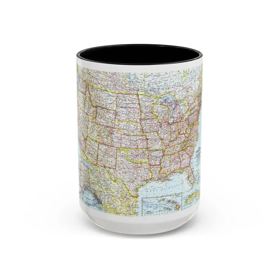 USA - The United States (1961) (Map) Accent Coffee Mug 15oz Black - Go Mug Yourself