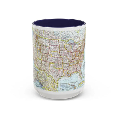 USA - The United States (1961) (Map) Accent Coffee Mug 15oz Navy - Go Mug Yourself
