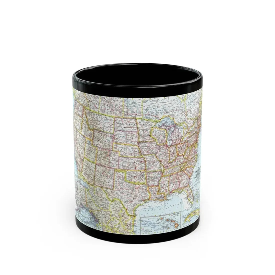 USA - The United States (1961) (Map) Black Coffee Mug 11oz - Go Mug Yourself