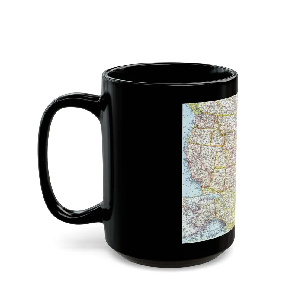 USA - The United States (1961) (Map) Black Coffee Mug-Go Mug Yourself