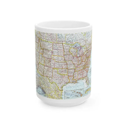 USA - The United States (1961) (Map) White Coffee Mug 15oz - Go Mug Yourself