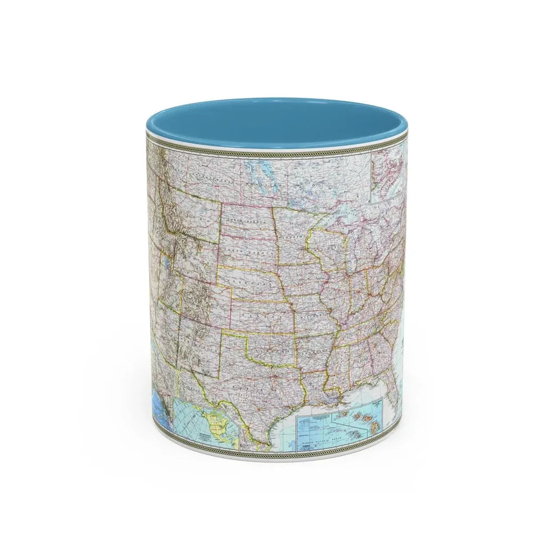 USA - The United States (1968) (Map) Accent Coffee Mug 11oz Light Blue - Go Mug Yourself