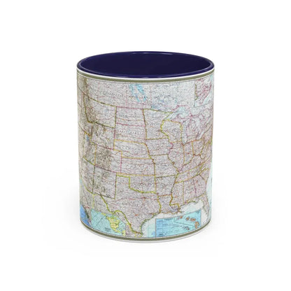 USA - The United States (1968) (Map) Accent Coffee Mug 11oz Navy - Go Mug Yourself