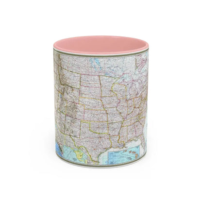 USA - The United States (1968) (Map) Accent Coffee Mug 11oz Pink - Go Mug Yourself