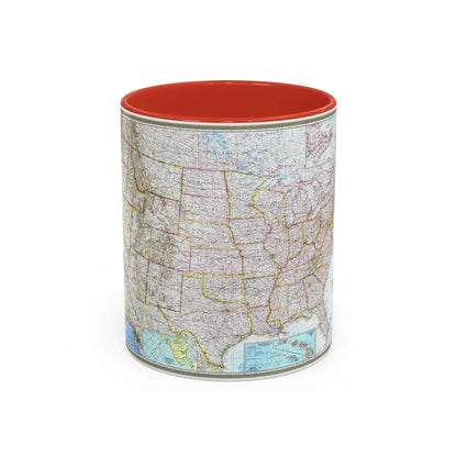 USA - The United States (1968) (Map) Accent Coffee Mug 11oz Red - Go Mug Yourself