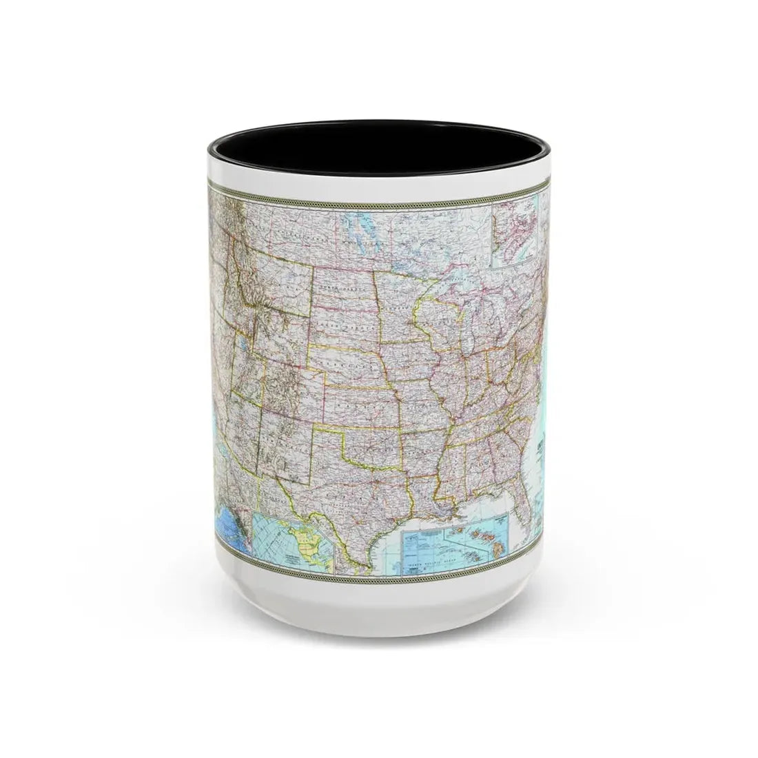 USA - The United States (1968) (Map) Accent Coffee Mug 15oz Black - Go Mug Yourself