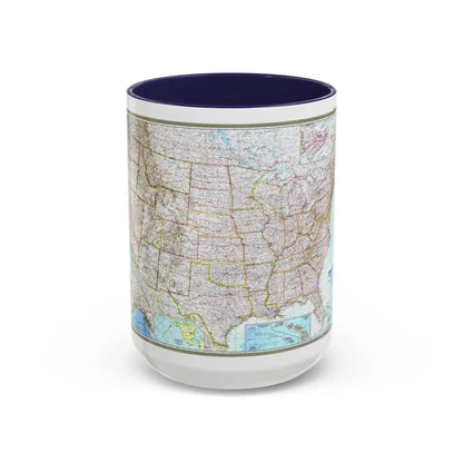 USA - The United States (1968) (Map) Accent Coffee Mug 15oz Navy - Go Mug Yourself