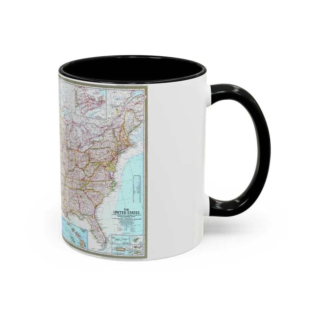 USA - The United States (1968) (Map) Accent Coffee Mug - Go Mug Yourself