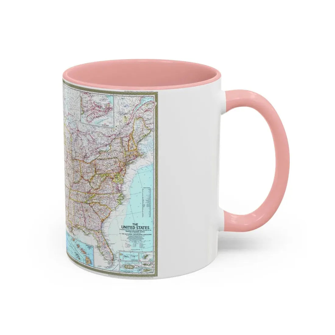 USA - The United States (1968) (Map) Accent Coffee Mug - Go Mug Yourself
