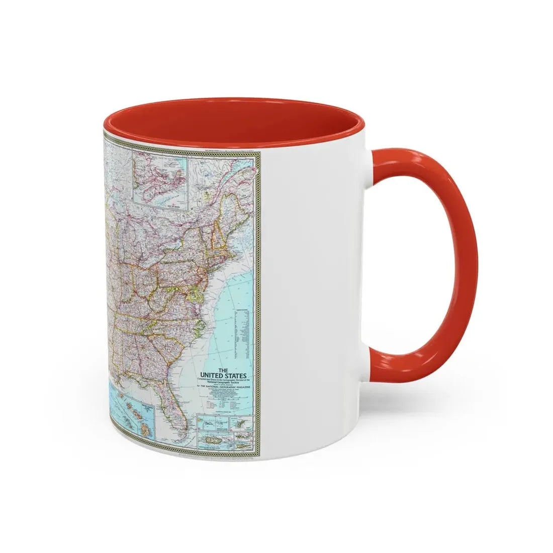 USA - The United States (1968) (Map) Accent Coffee Mug - Go Mug Yourself