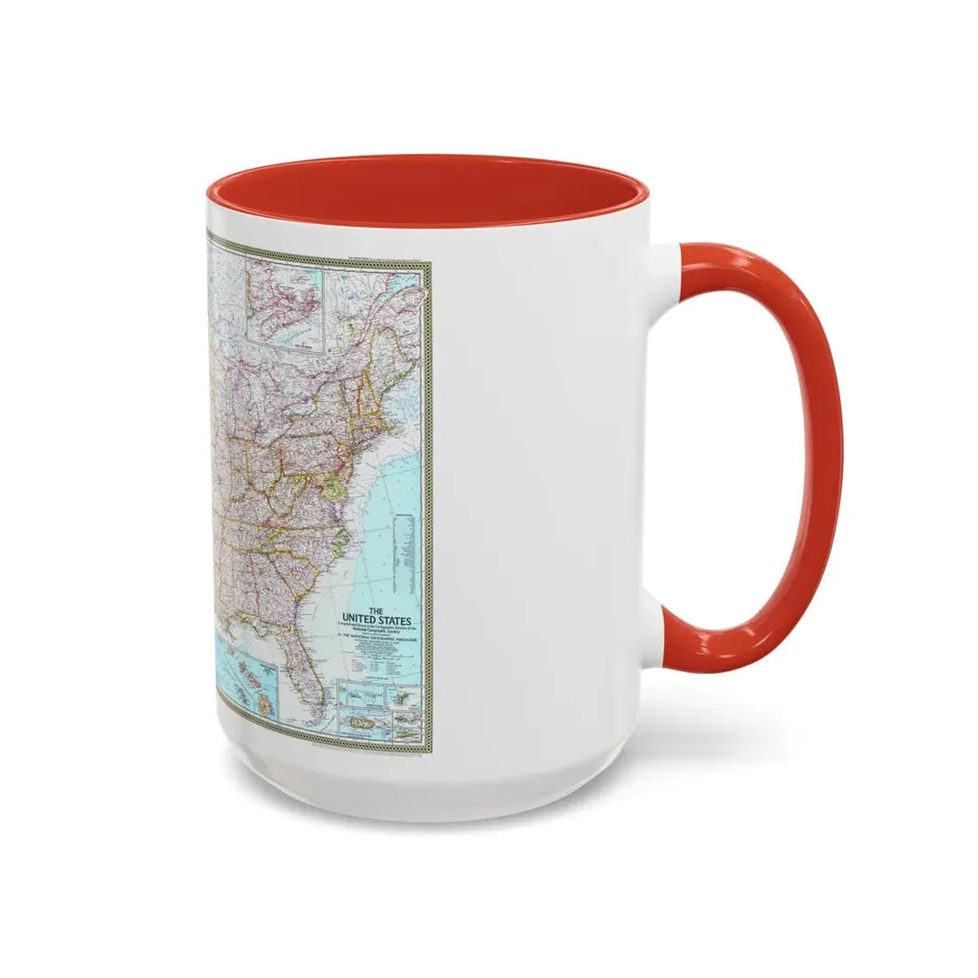 USA - The United States (1968) (Map) Accent Coffee Mug - Go Mug Yourself