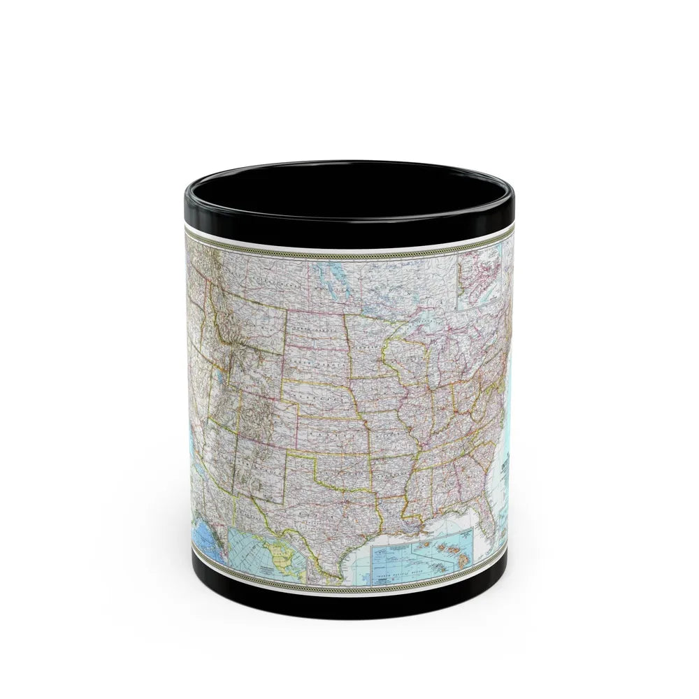 USA - The United States (1968) (Map) Black Coffee Mug-11oz-Go Mug Yourself