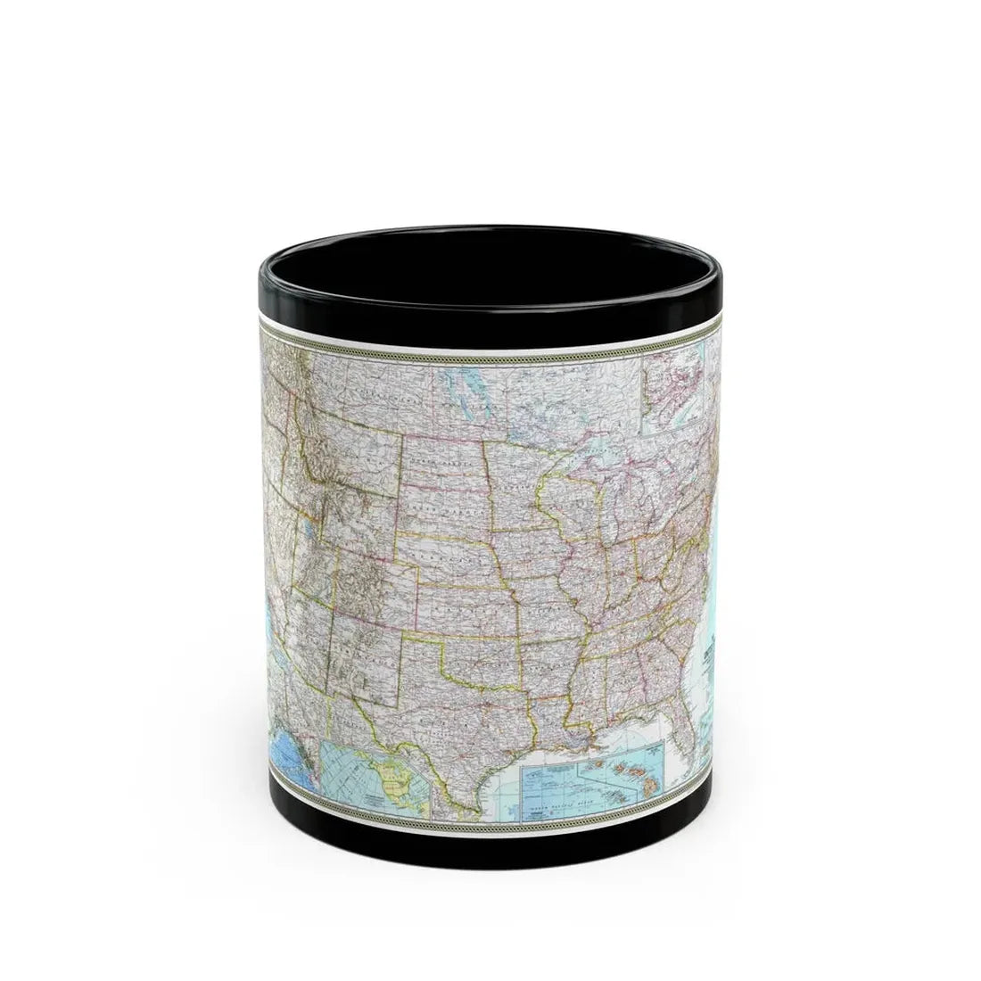 USA - The United States (1968) (Map) Black Coffee Mug 11oz - Go Mug Yourself