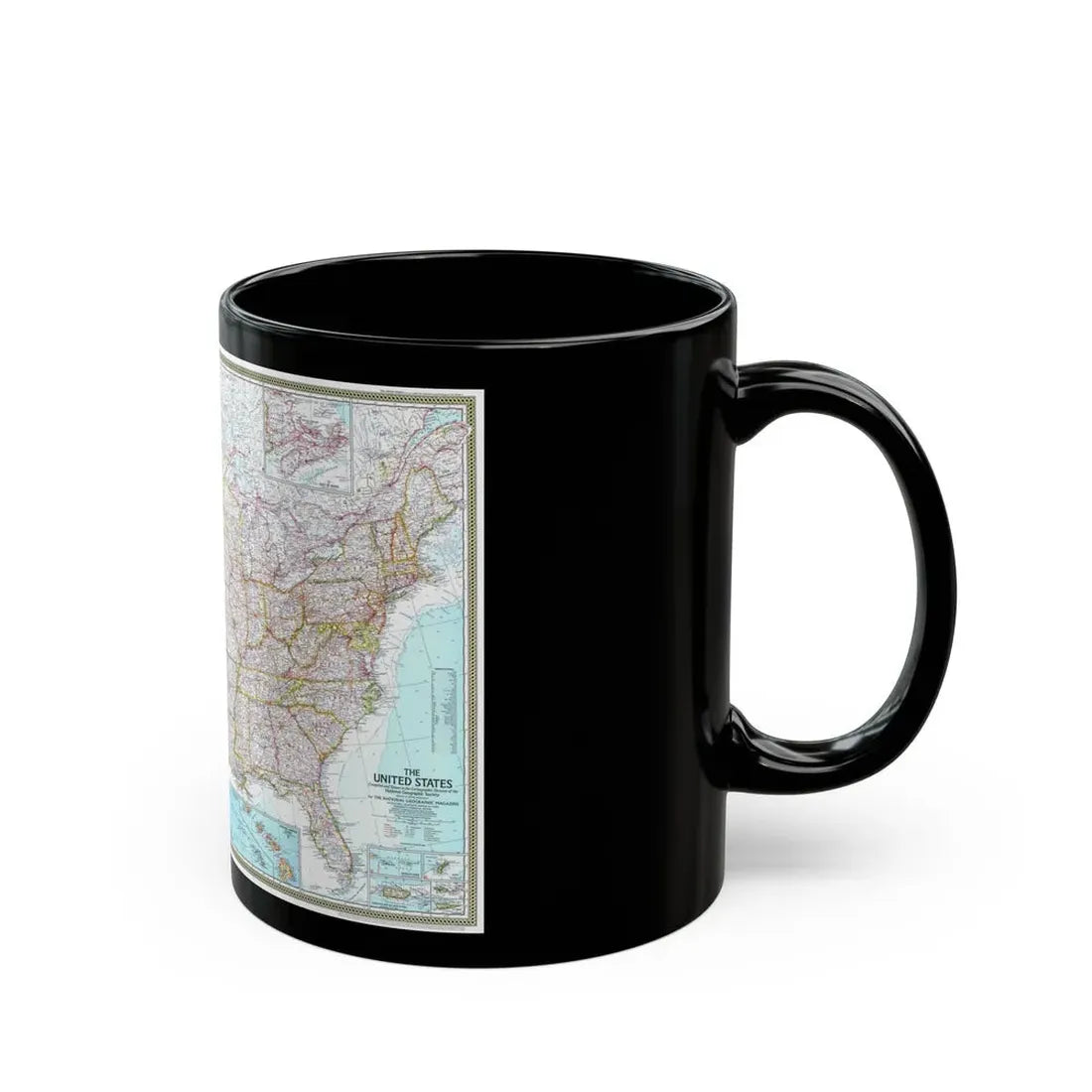USA - The United States (1968) (Map) Black Coffee Mug - Go Mug Yourself