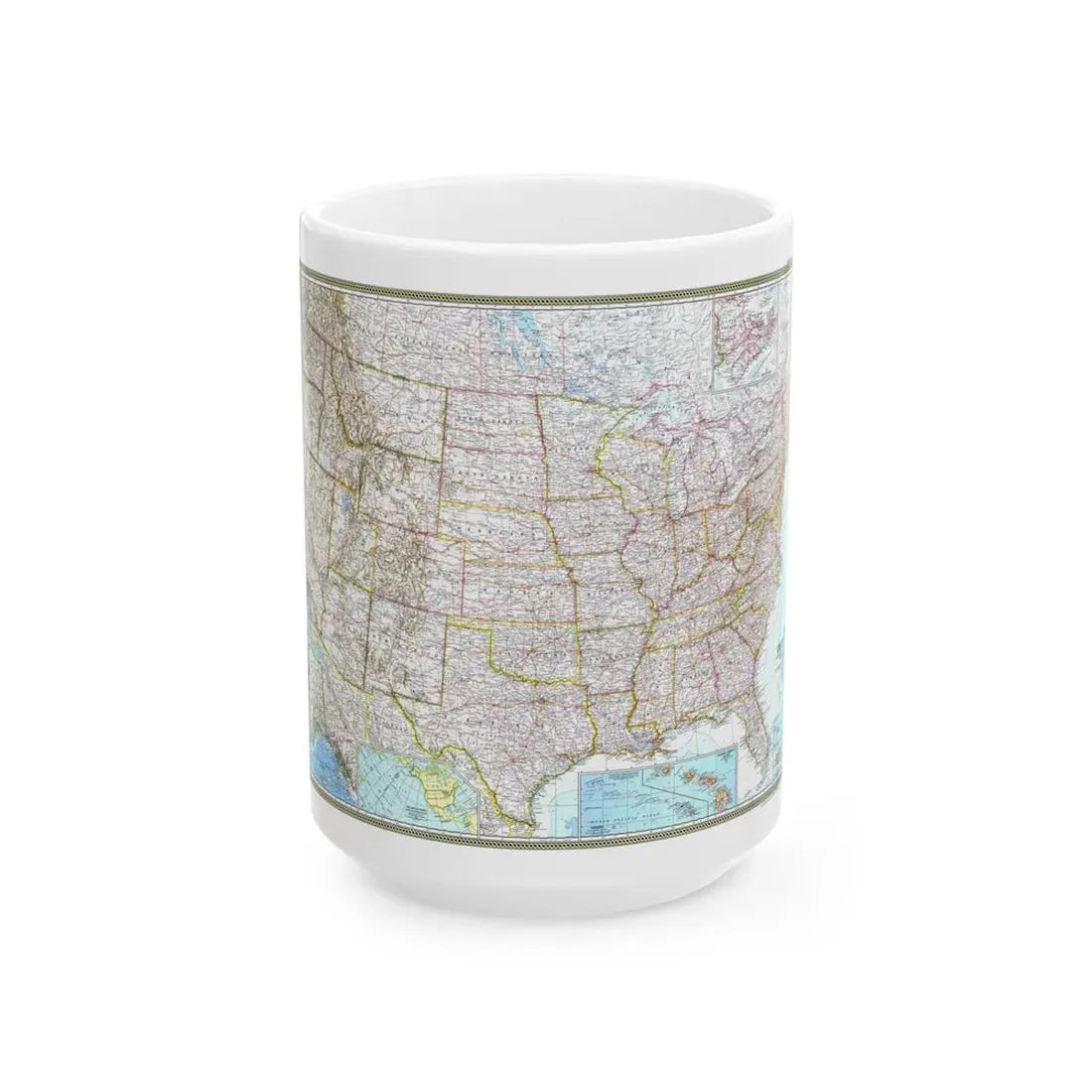 USA - The United States (1968) (Map) White Coffee Mug 15oz - Go Mug Yourself
