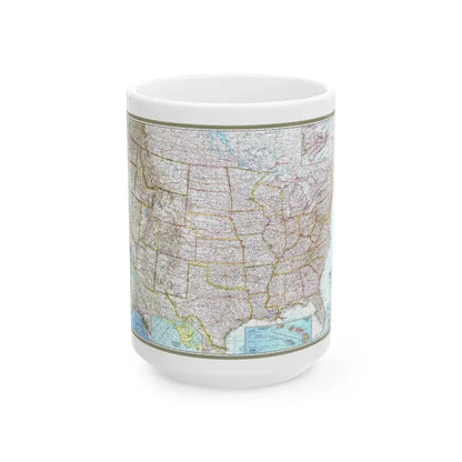 USA - The United States (1968) (Map) White Coffee Mug 15oz - Go Mug Yourself