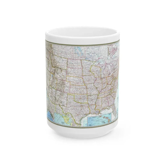 USA - The United States (1968) (Map) White Coffee Mug 15oz - Go Mug Yourself
