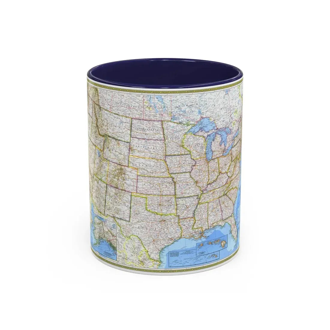 USA - The United States (1976) (Map) Accent Coffee Mug 11oz Navy - Go Mug Yourself