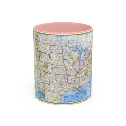 USA - The United States (1976) (Map) Accent Coffee Mug 11oz Pink - Go Mug Yourself