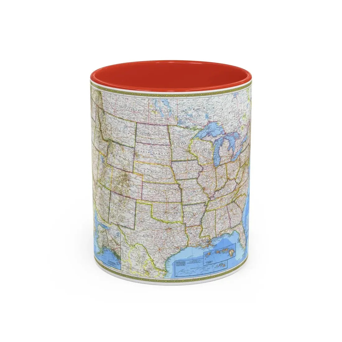 USA - The United States (1976) (Map) Accent Coffee Mug 11oz Red - Go Mug Yourself