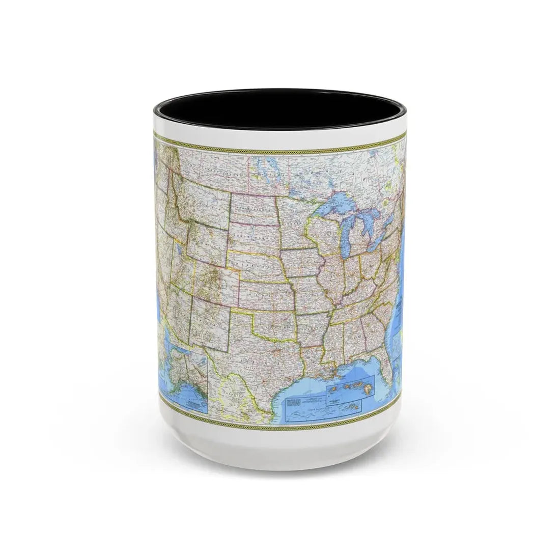 USA - The United States (1976) (Map) Accent Coffee Mug 15oz Black - Go Mug Yourself
