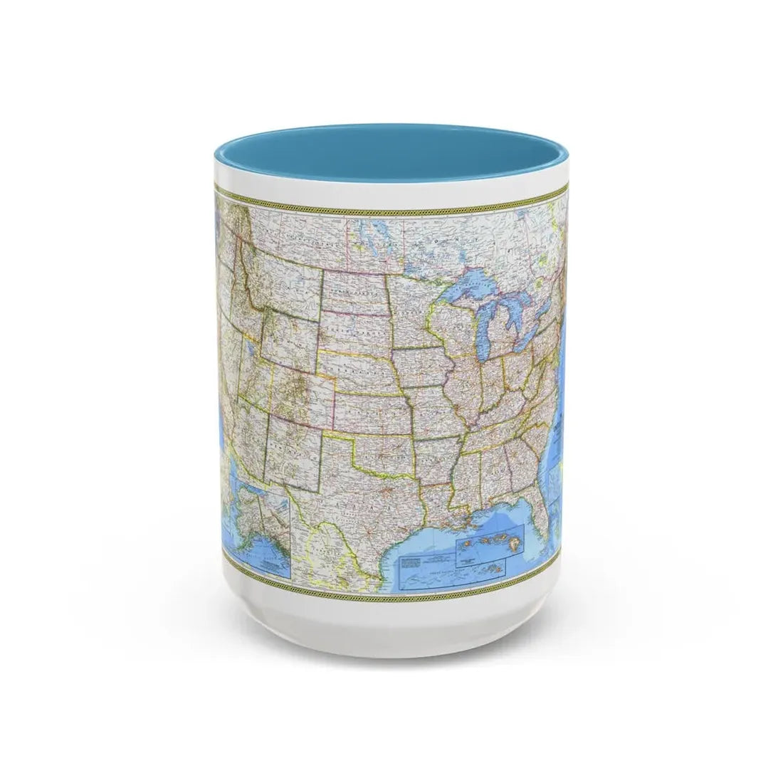 USA - The United States (1976) (Map) Accent Coffee Mug 15oz Light Blue - Go Mug Yourself