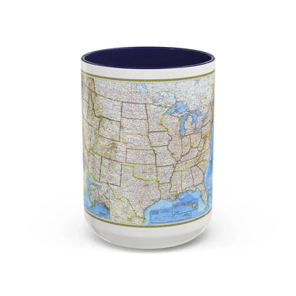 USA - The United States (1976) (Map) Accent Coffee Mug 15oz Navy - Go Mug Yourself