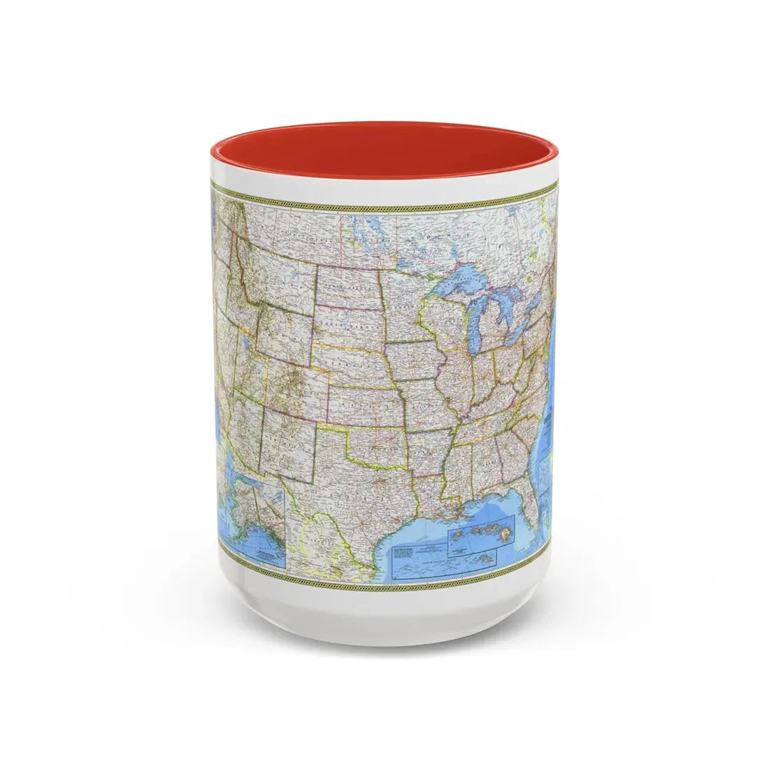 USA - The United States (1976) (Map) Accent Coffee Mug 15oz Red - Go Mug Yourself