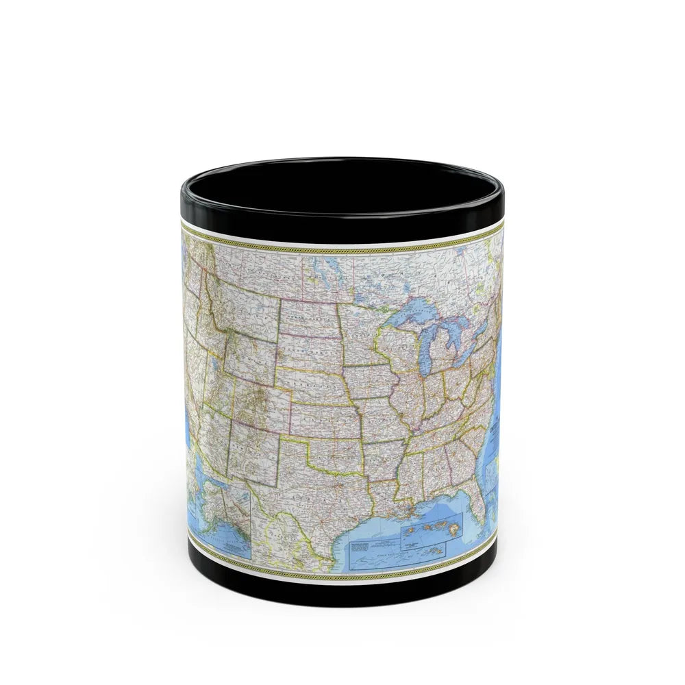 USA - The United States (1976) (Map) Black Coffee Mug-11oz-Go Mug Yourself