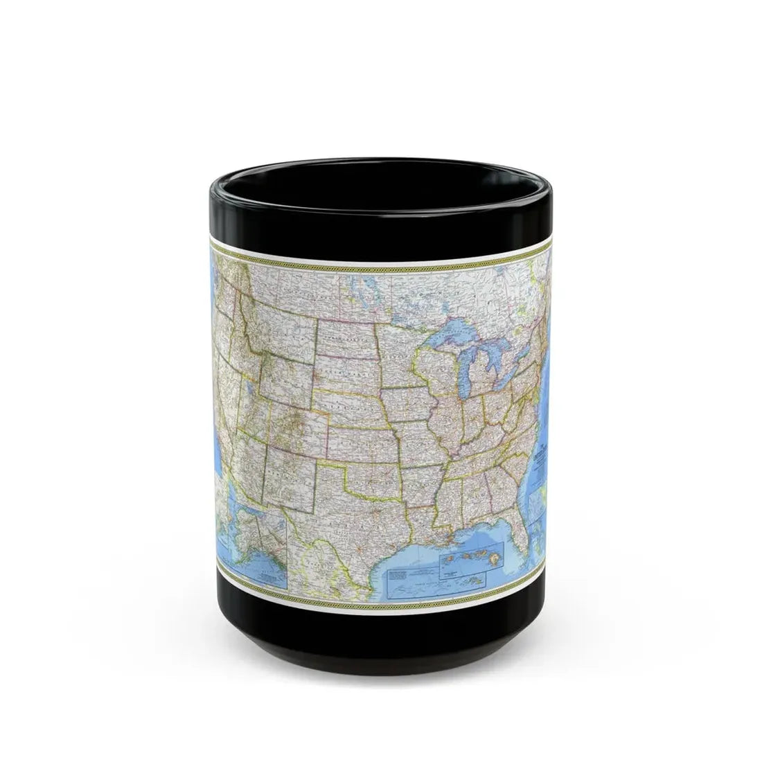 USA - The United States (1976) (Map) Black Coffee Mug 15oz - Go Mug Yourself