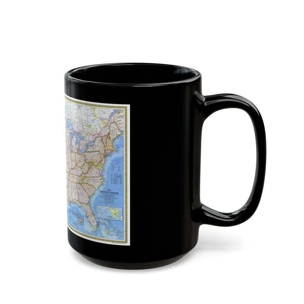 USA - The United States (1976) (Map) Black Coffee Mug-Go Mug Yourself