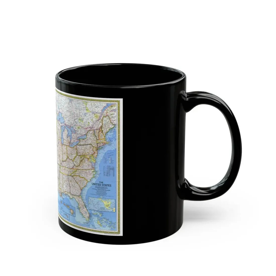 USA - The United States (1976) (Map) Black Coffee Mug - Go Mug Yourself