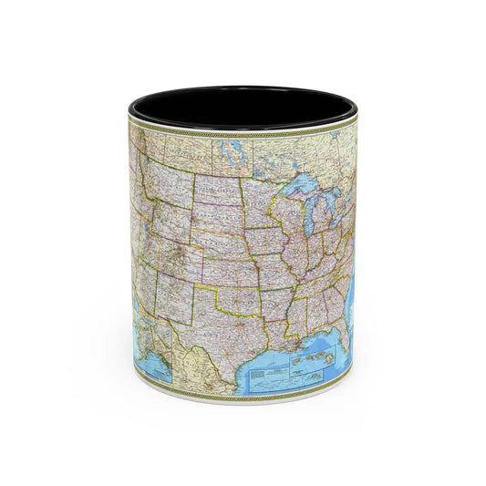USA - The United States (1982) (Map) Accent Coffee Mug 11oz Black - Go Mug Yourself