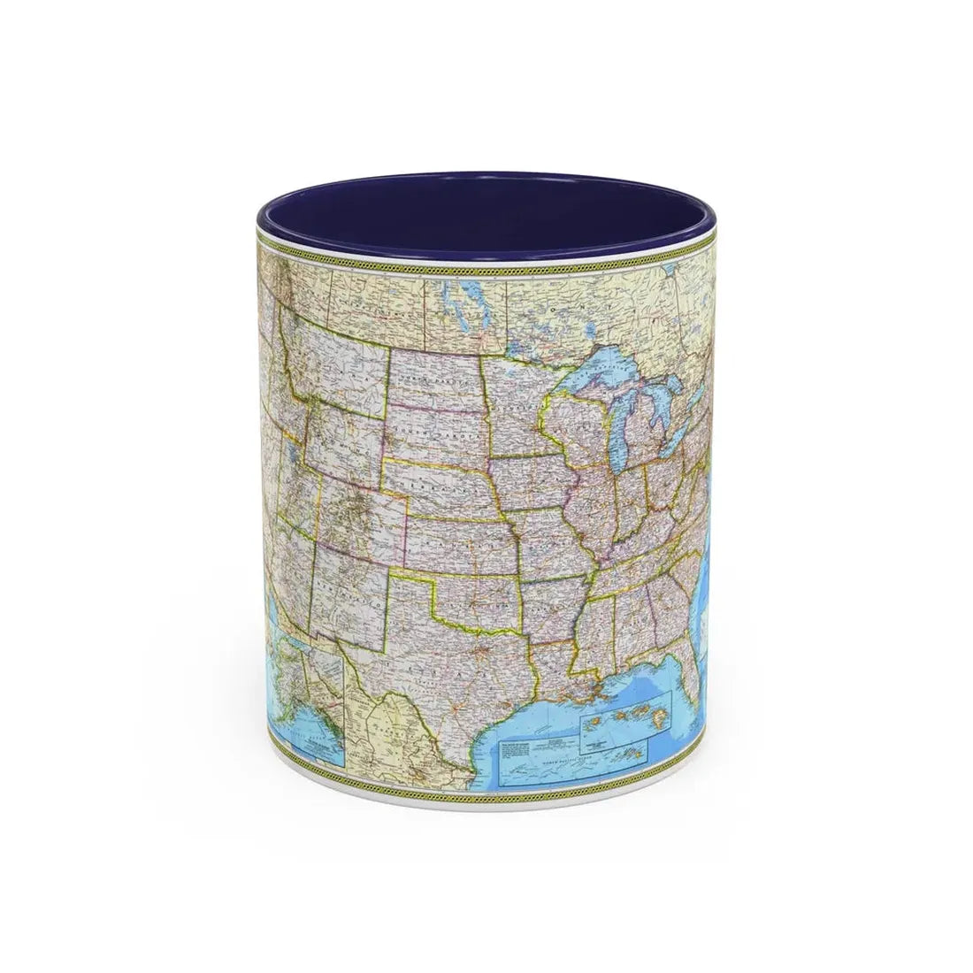 USA - The United States (1982) (Map) Accent Coffee Mug 11oz Navy - Go Mug Yourself