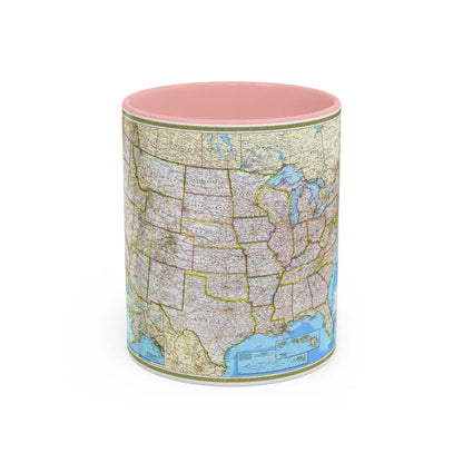 USA - The United States (1982) (Map) Accent Coffee Mug 11oz Pink - Go Mug Yourself