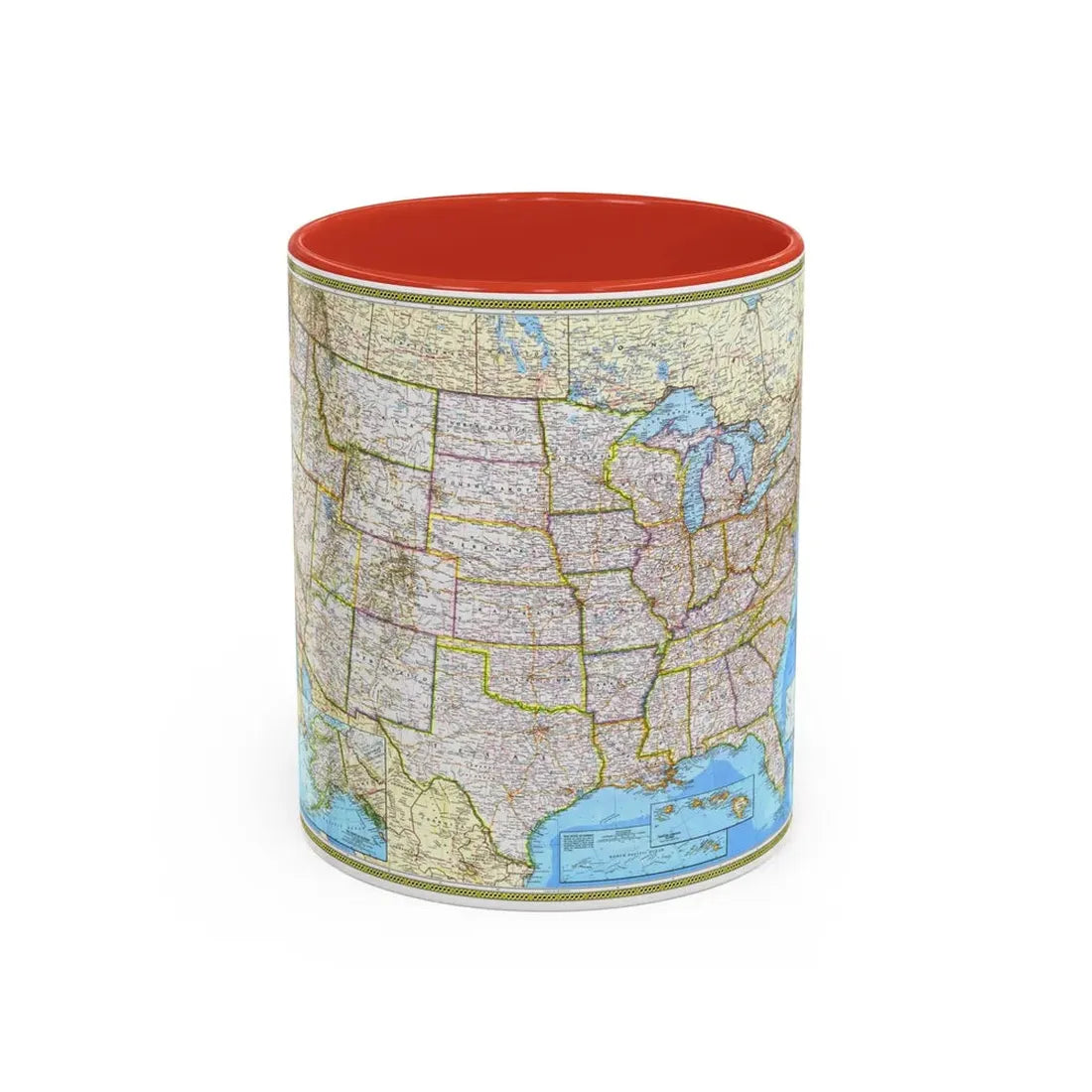 USA - The United States (1982) (Map) Accent Coffee Mug 11oz Red - Go Mug Yourself