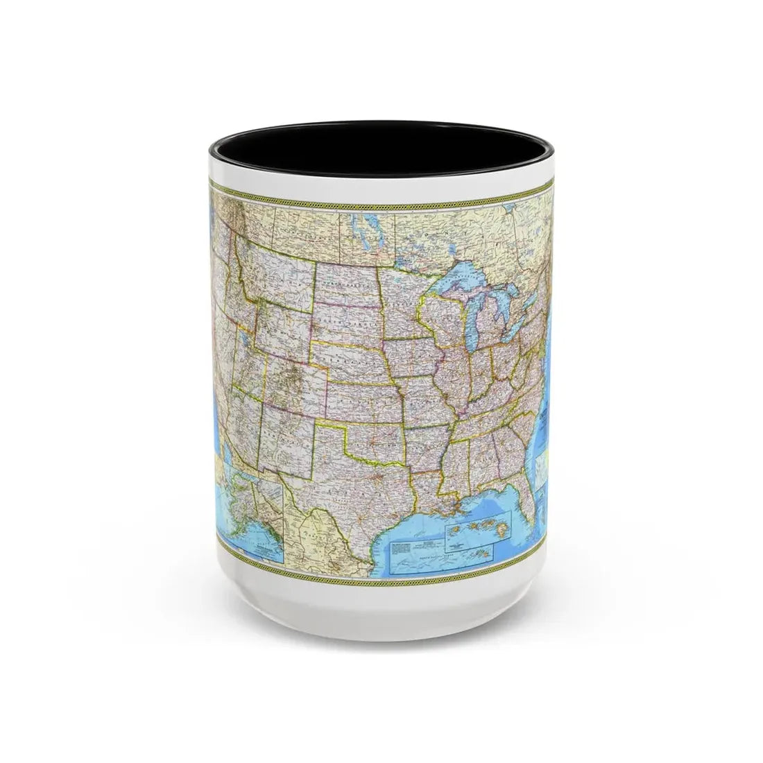 USA - The United States (1982) (Map) Accent Coffee Mug 15oz Black - Go Mug Yourself