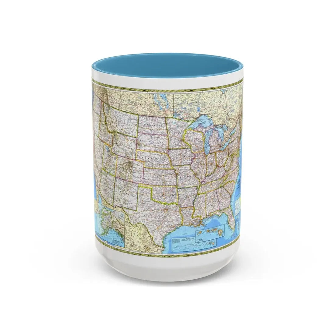 USA - The United States (1982) (Map) Accent Coffee Mug 15oz Light Blue - Go Mug Yourself