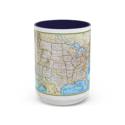 USA - The United States (1982) (Map) Accent Coffee Mug 15oz Navy - Go Mug Yourself