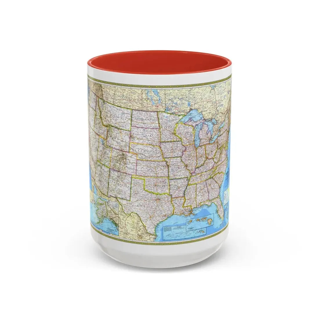 USA - The United States (1982) (Map) Accent Coffee Mug 15oz Red - Go Mug Yourself
