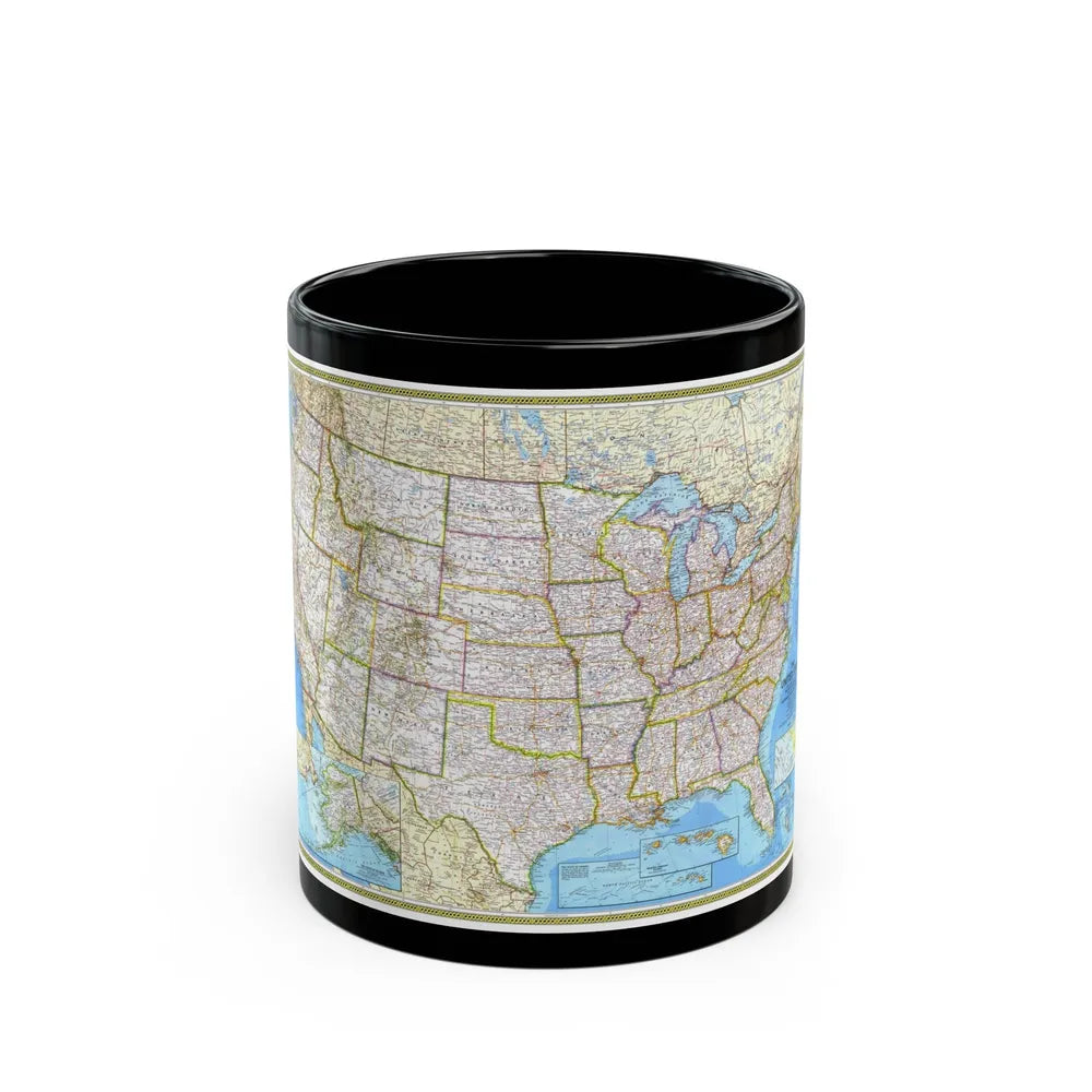 USA - The United States (1982) (Map) Black Coffee Mug-11oz-Go Mug Yourself