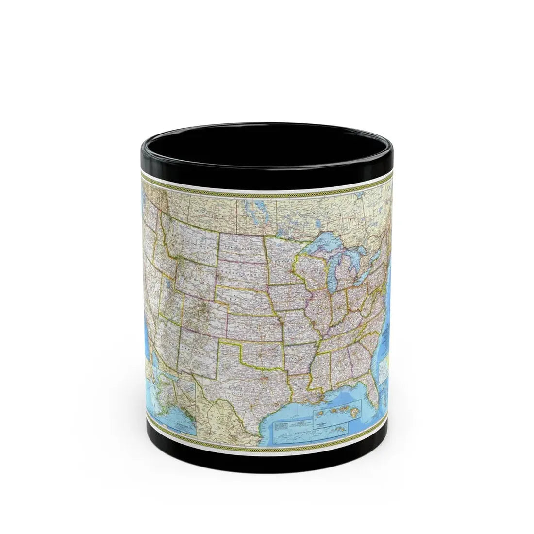 USA - The United States (1982) (Map) Black Coffee Mug 11oz - Go Mug Yourself