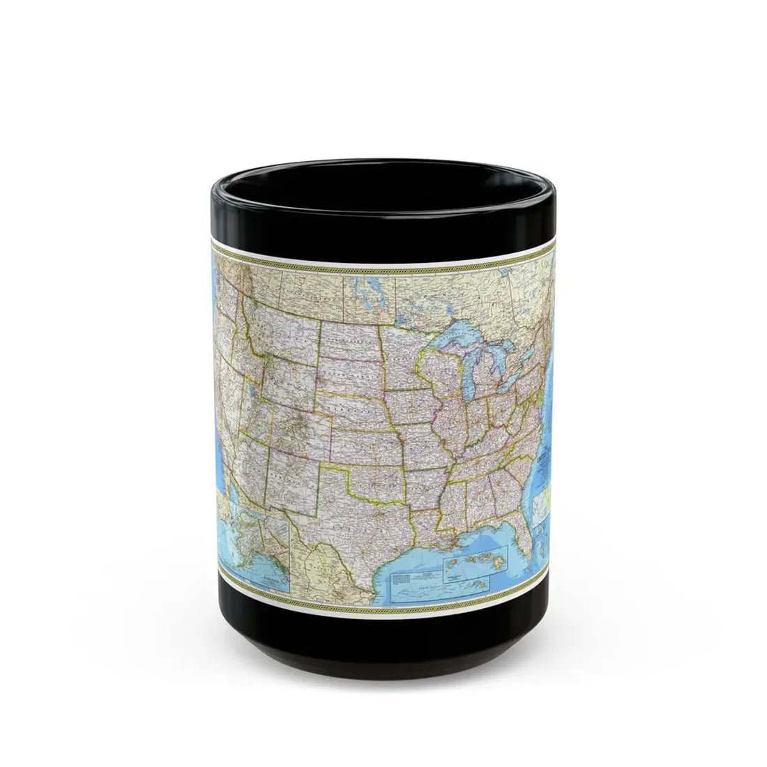 USA - The United States (1982) (Map) Black Coffee Mug 15oz - Go Mug Yourself