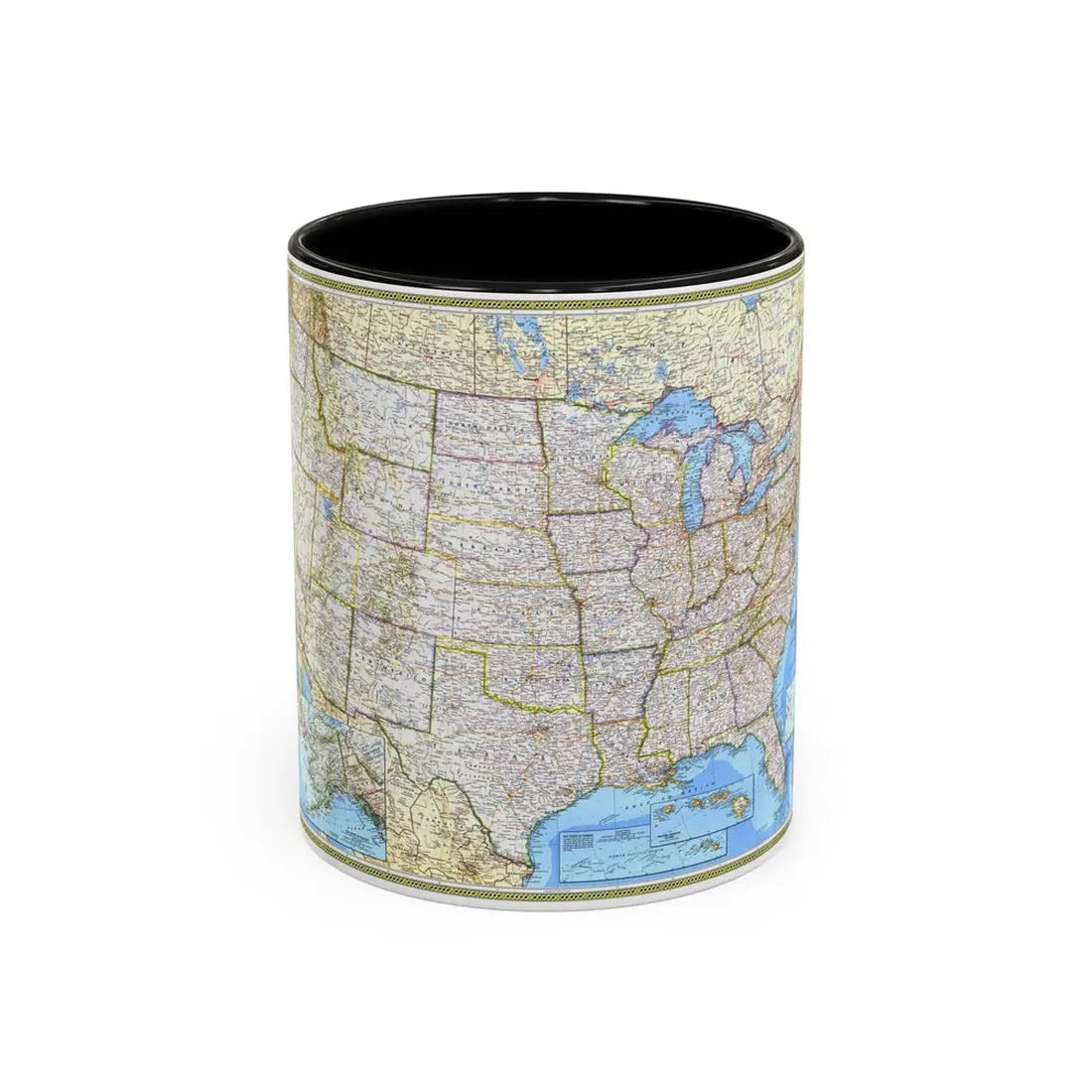 USA - The United States (1987) (Map) Accent Coffee Mug 11oz Black - Go Mug Yourself