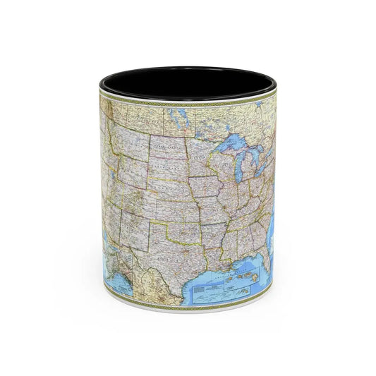 USA - The United States (1987) (Map) Accent Coffee Mug 11oz Black - Go Mug Yourself