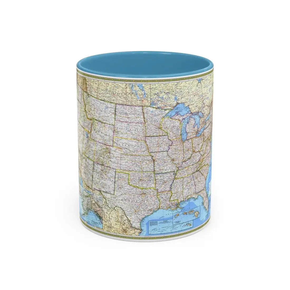 USA - The United States (1987) (Map) Accent Coffee Mug 11oz Light Blue - Go Mug Yourself