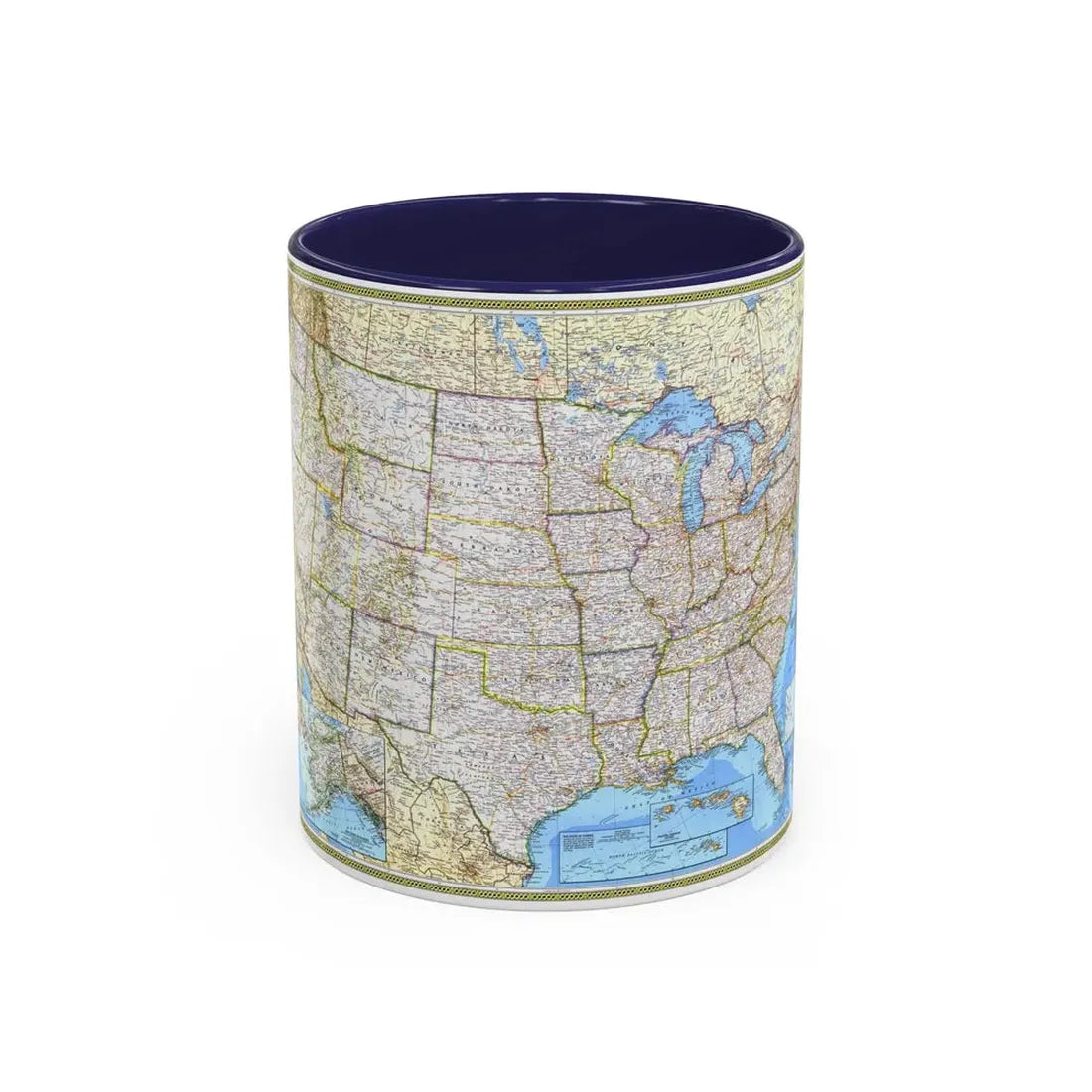 USA - The United States (1987) (Map) Accent Coffee Mug 11oz Navy - Go Mug Yourself