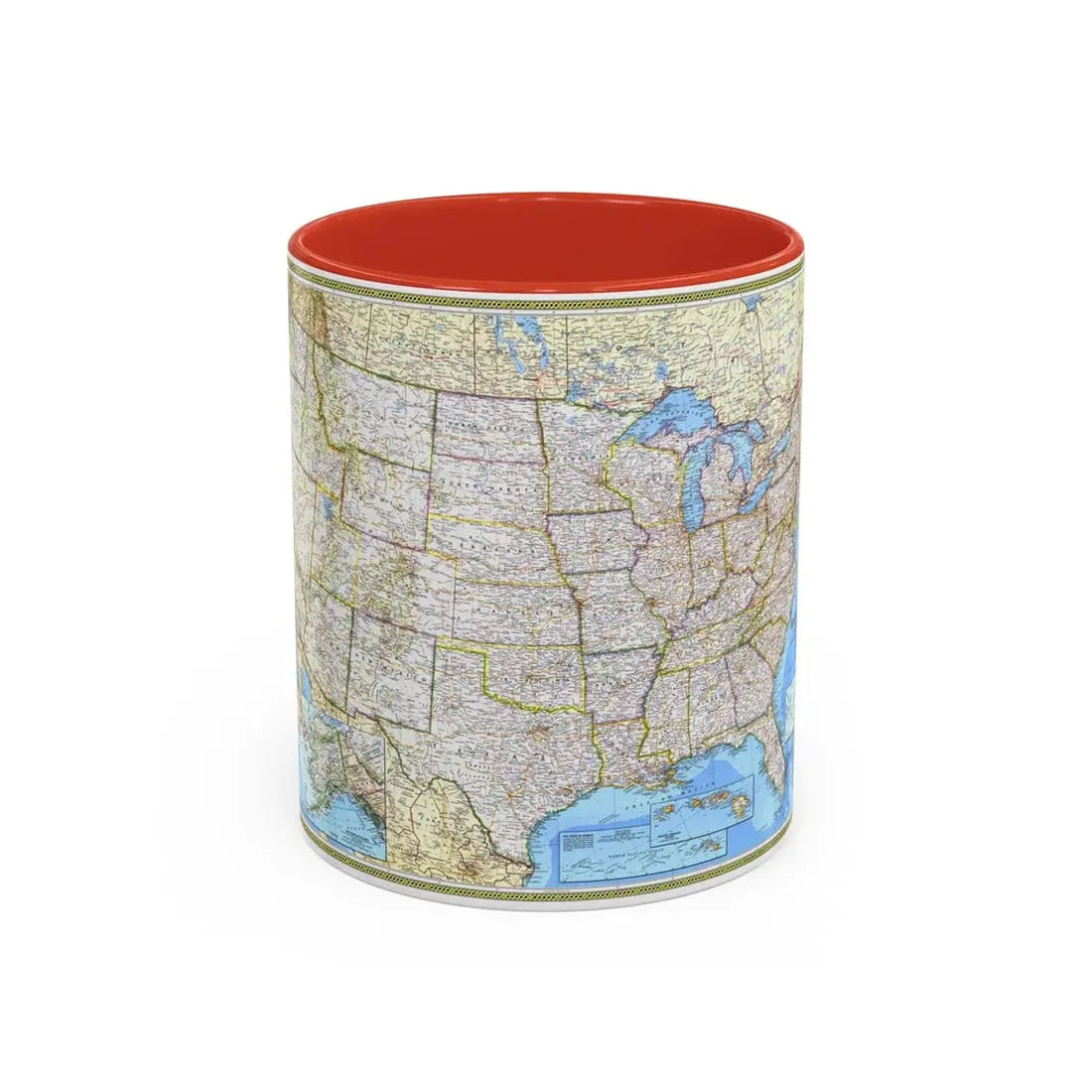 USA - The United States (1987) (Map) Accent Coffee Mug 11oz Red - Go Mug Yourself