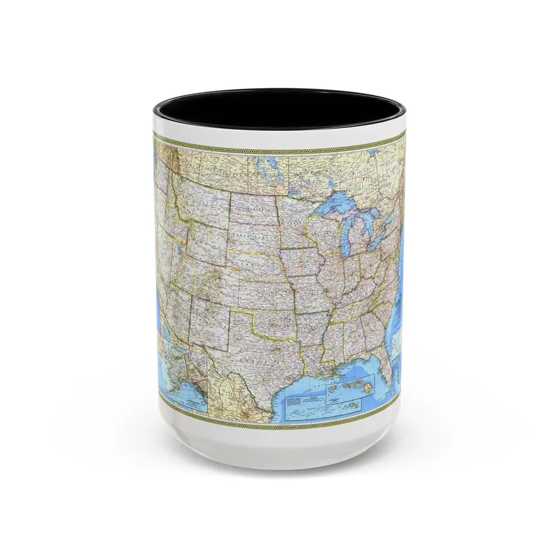 USA - The United States (1987) (Map) Accent Coffee Mug 15oz Black - Go Mug Yourself