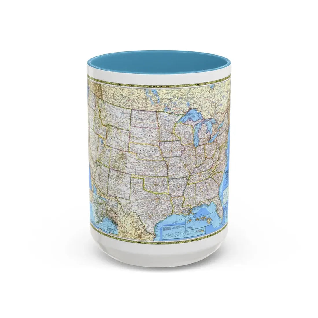 USA - The United States (1987) (Map) Accent Coffee Mug 15oz Light Blue - Go Mug Yourself